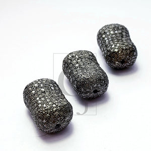 Unique  Designer Rosecut Pave Diamond Beads 925 Sterling Silver Handmade Silver Finish Diamond Beads
