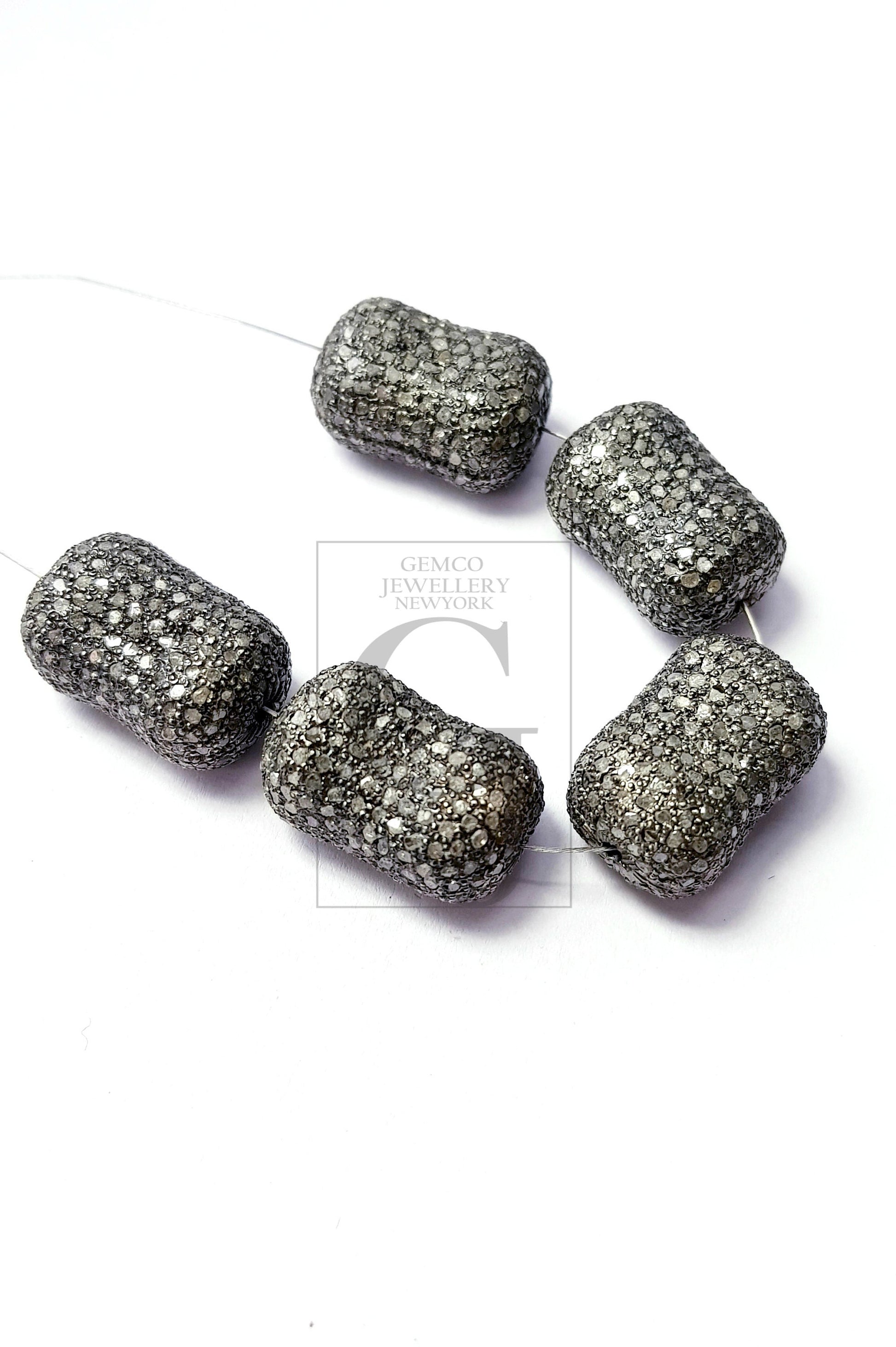 Unique  Designer Rosecut Pave Diamond Beads 925 Sterling Silver Handmade Silver Finish Diamond Beads