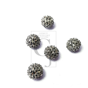 Very beautiful Rosecut pave diamond bead 925 sterling silver handmade silver finish ball design diamond bead