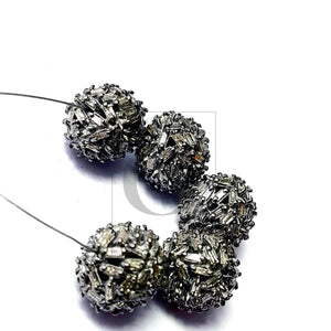 Very beautiful Rosecut pave diamond bead 925 sterling silver handmade silver finish ball design diamond bead