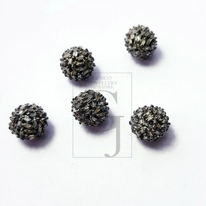 Very beautiful Rosecut pave diamond bead 925 sterling silver handmade silver finish ball design diamond bead