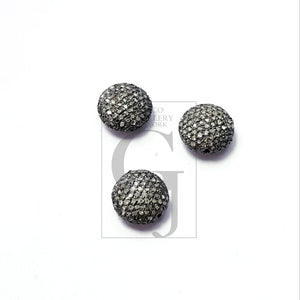 Rosecut pave diamond bead 925 sterling silver handmade silver finish beautiful diamond bead