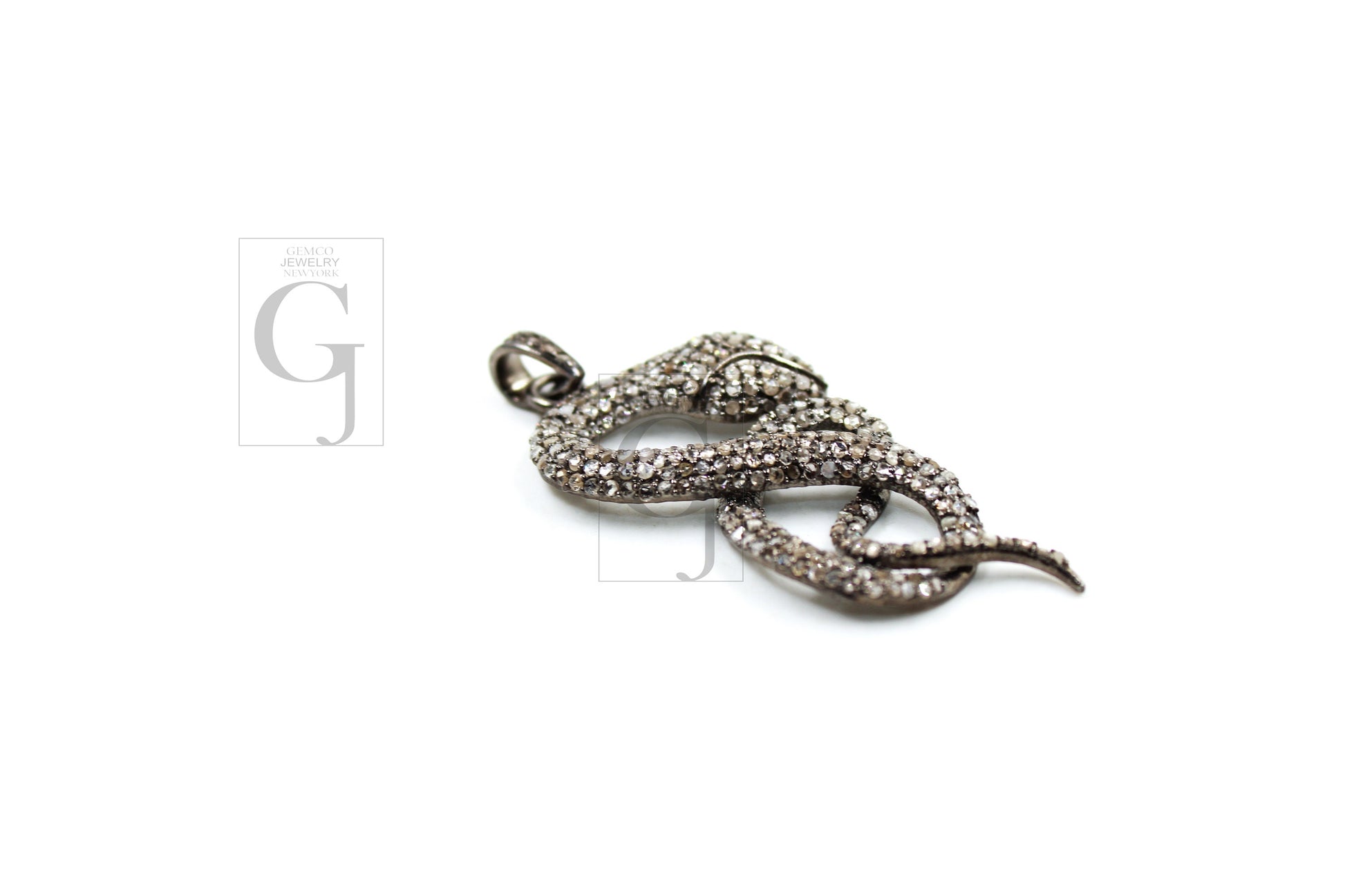 Beautiful Antique Look Snake Pendant Rosecut Pave Diamond Pendant 925 Sterling Silver Handmade Finish Diamond Jewelry Necklace Pendant