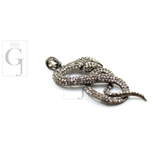 Beautiful Antique Look Snake Pendant Rosecut Pave Diamond Pendant 925 Sterling Silver Handmade Finish Diamond Jewelry Necklace Pendant