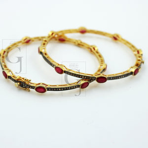 Very beautiful 14k gold ruby bangles Rosecut pave diamond bangle bracelet 925 sterling silver handmade finish diamond bangle bracelet