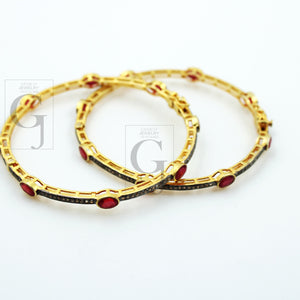 Very beautiful 14k gold ruby bangles Rosecut pave diamond bangle bracelet 925 sterling silver handmade finish diamond bangle bracelet