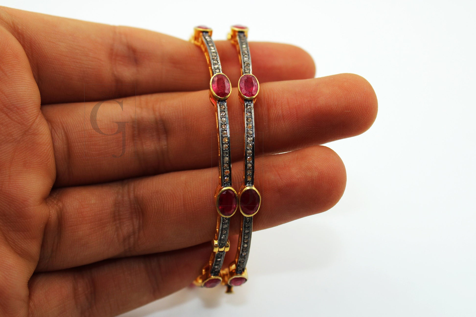 Very beautiful 14k gold ruby bangles Rosecut pave diamond bangle bracelet 925 sterling silver handmade finish diamond bangle bracelet