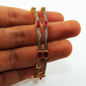 Very beautiful 14k gold ruby bangles Rosecut pave diamond bangle bracelet 925 sterling silver handmade finish diamond bangle bracelet