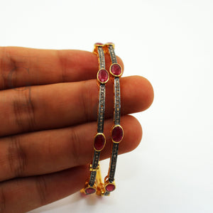 Very beautiful 14k gold ruby bangles Rosecut pave diamond bangle bracelet 925 sterling silver handmade finish diamond bangle bracelet
