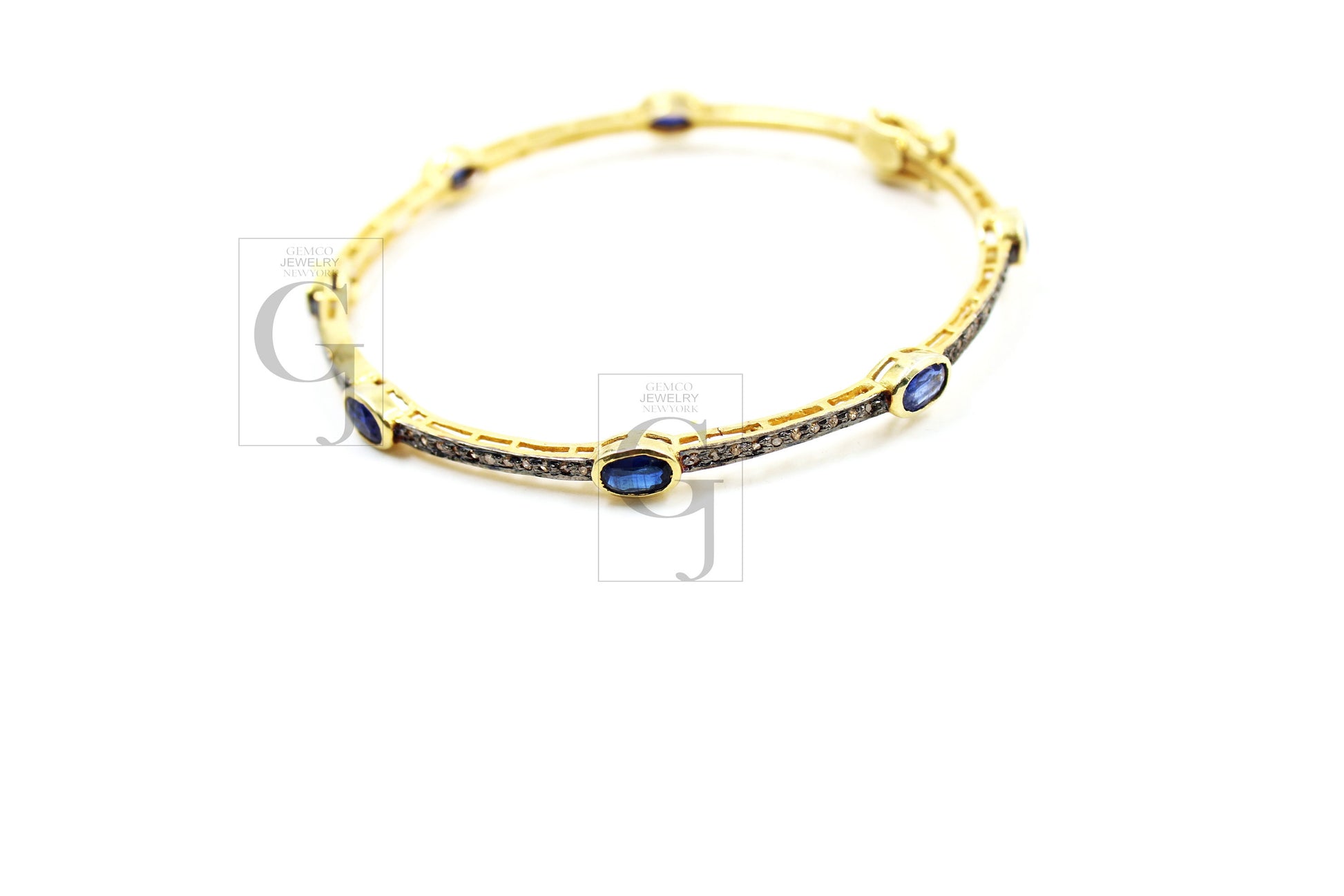 Very Beautiful 14k Gold Kyanite Bangle Rosecut Pave Diamond Bangle Bracelet 925 Sterling Silver Handmade Finish Diamond Bangle Bracelet