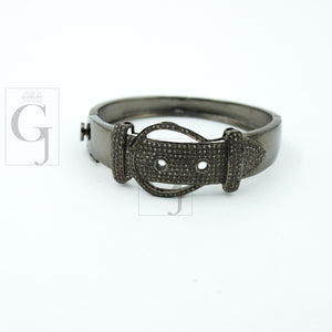 Fashionable designer Oxidized bangle Rosecut pave diamond bangle bracelet 925 sterling silver handmade finish diamond bangle bracelet