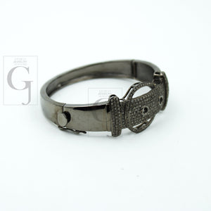 Fashionable designer Oxidized bangle Rosecut pave diamond bangle bracelet 925 sterling silver handmade finish diamond bangle bracelet