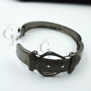 Fashionable designer Oxidized bangle Rosecut pave diamond bangle bracelet 925 sterling silver handmade finish diamond bangle bracelet
