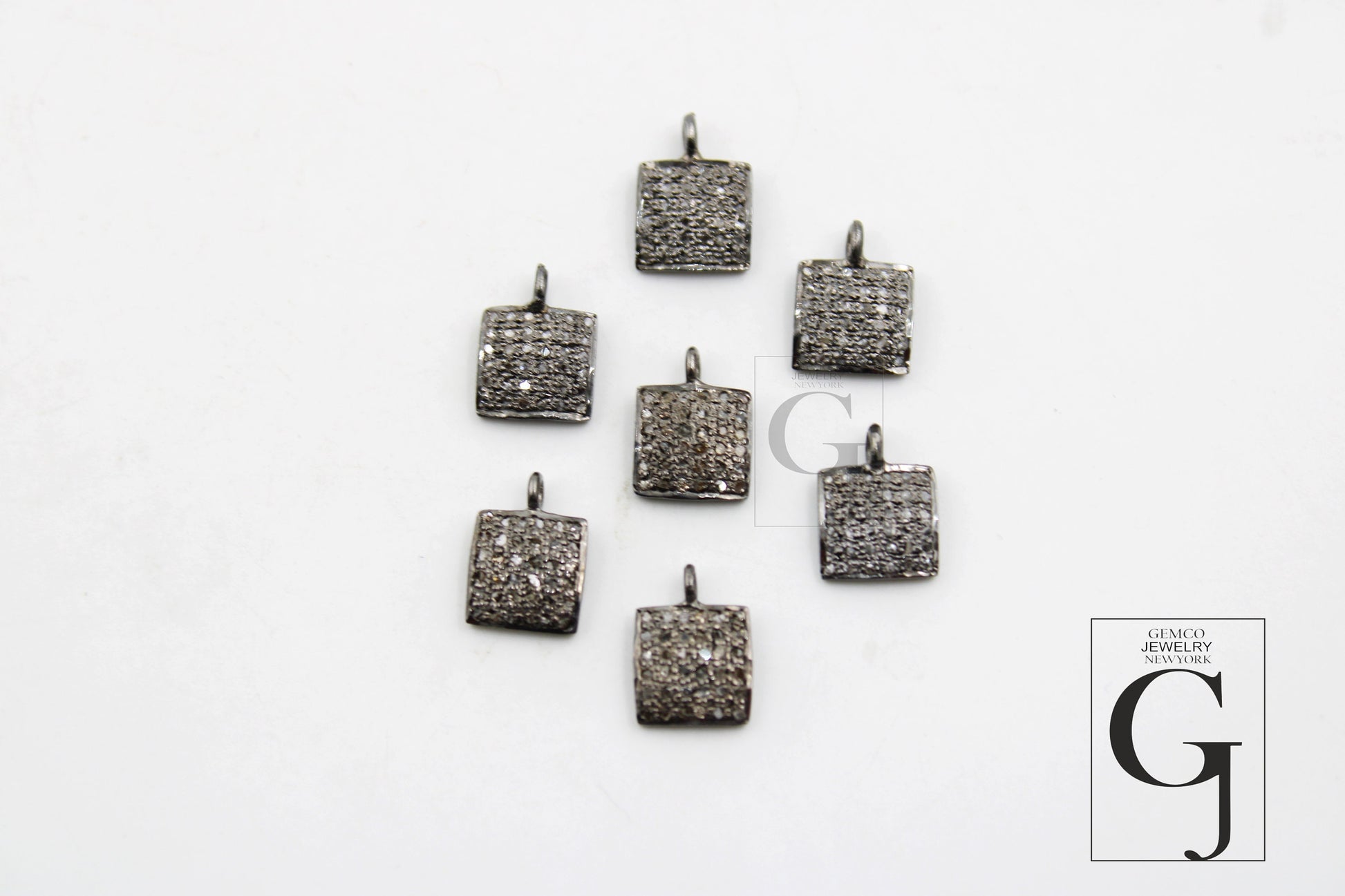 Antique Look Square Shaped Charms Designer Rosecut Pave Diamond Pendant 925 Sterling Silver Handmade Finish Diamond Charms Necklace Pendant