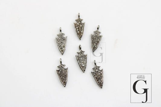 Antique Designer Arrowheads Rose  Cut Pave Diamond Pendant 925 Sterling Silver Handmade Finish Diamond Charms Necklace Pendant Jewelry