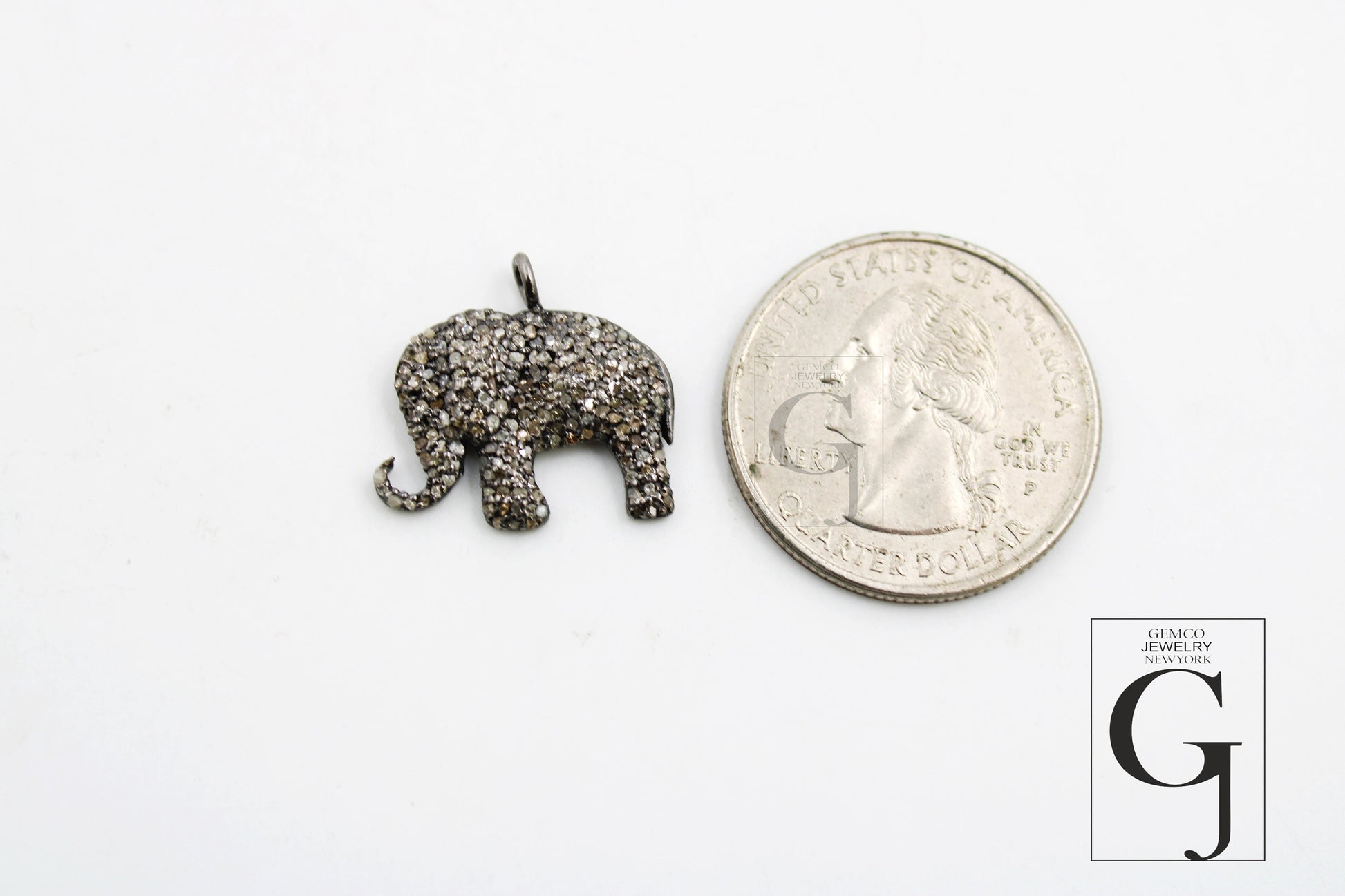 Unique Elephant pendant charm Rose cut pave quality diamond pendant 925 sterling silver handmade diamond necklace pendant animal jewelry