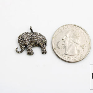 Unique Elephant pendant charm Rose cut pave quality diamond pendant 925 sterling silver handmade diamond necklace pendant animal jewelry