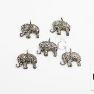 Unique Elephant pendant charm Rose cut pave quality diamond pendant 925 sterling silver handmade diamond necklace pendant animal jewelry