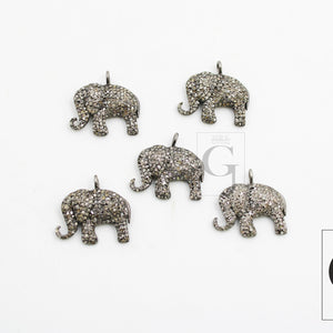 Unique Elephant pendant charm Rose cut pave quality diamond pendant 925 sterling silver handmade diamond necklace pendant animal jewelry