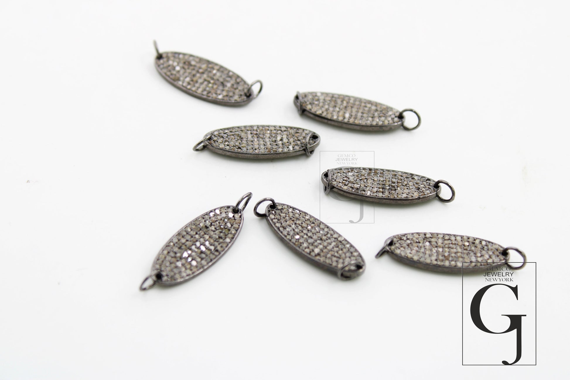 Fashionable Designer Rosecut Pave Diamond Connector 925 Sterling Silver Handmade Finish Diamond Charms Connector