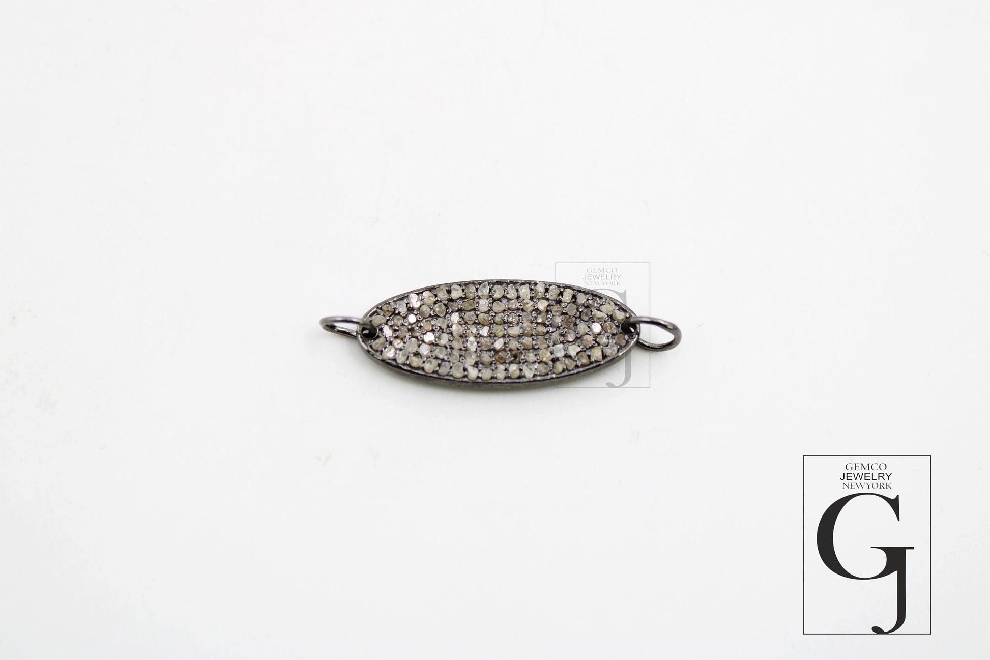 Fashionable Designer Rosecut Pave Diamond Connector 925 Sterling Silver Handmade Finish Diamond Charms Connector