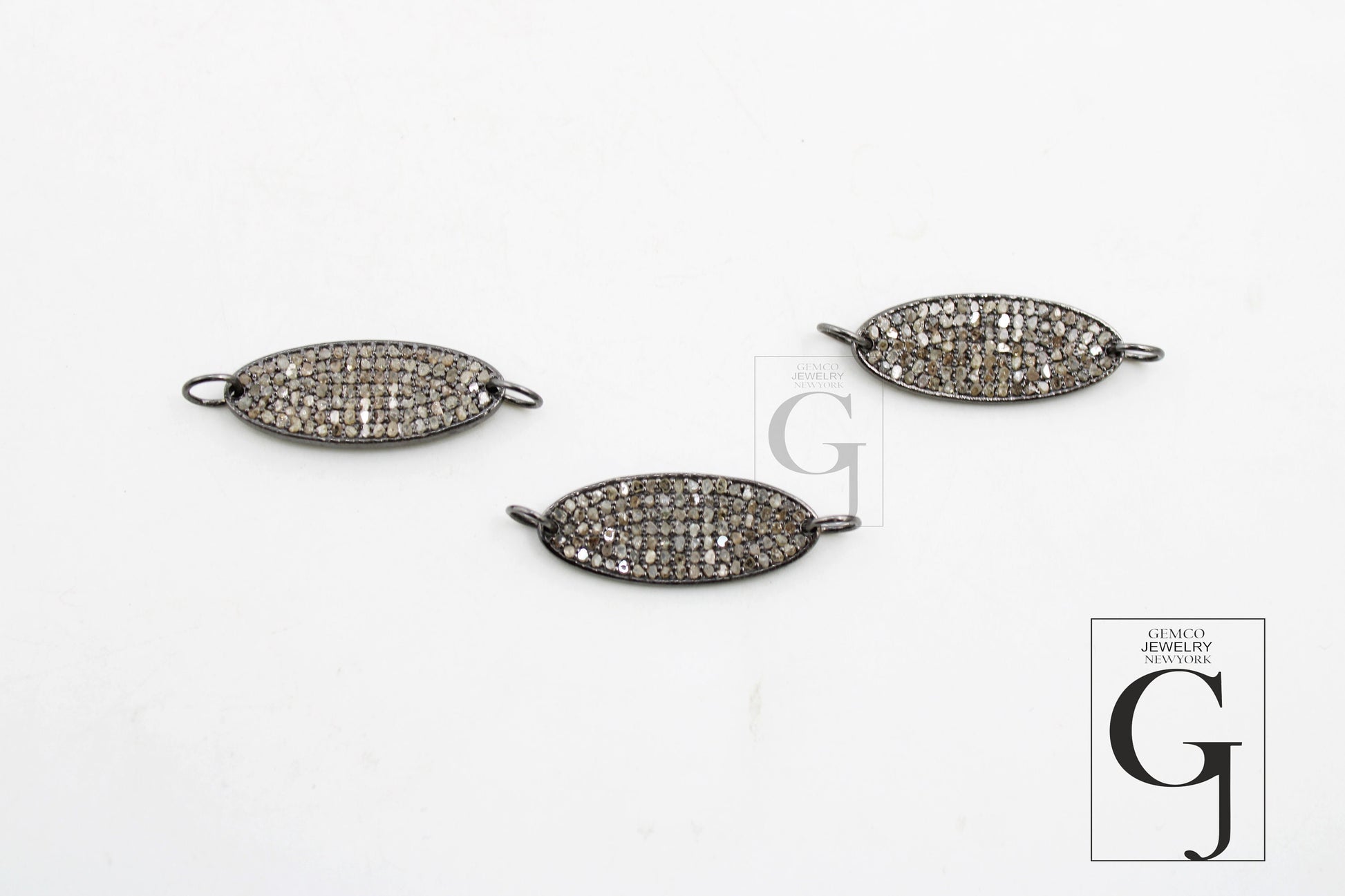 Fashionable Designer Rosecut Pave Diamond Connector 925 Sterling Silver Handmade Finish Diamond Charms Connector