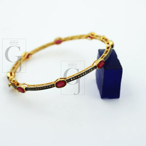 Very beautiful 14k gold ruby bangles Rosecut pave diamond bangle bracelet 925 sterling silver handmade finish diamond bangle bracelet