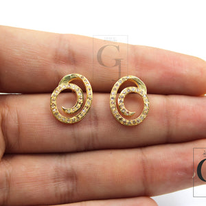 Beautiful 14k Gold Designer Pave Rosecut Diamond 925 Sterling Silver Handmade Very Beautiful  Diamond Pave Stud Earrings Jewelry