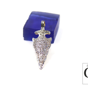 Beautiful Arrowhead Pendant Designer Charm Rosecut Pave Diamond Pendant 925 Sterling Silver Handmade Finish Diamond Charms Necklace Pendant
