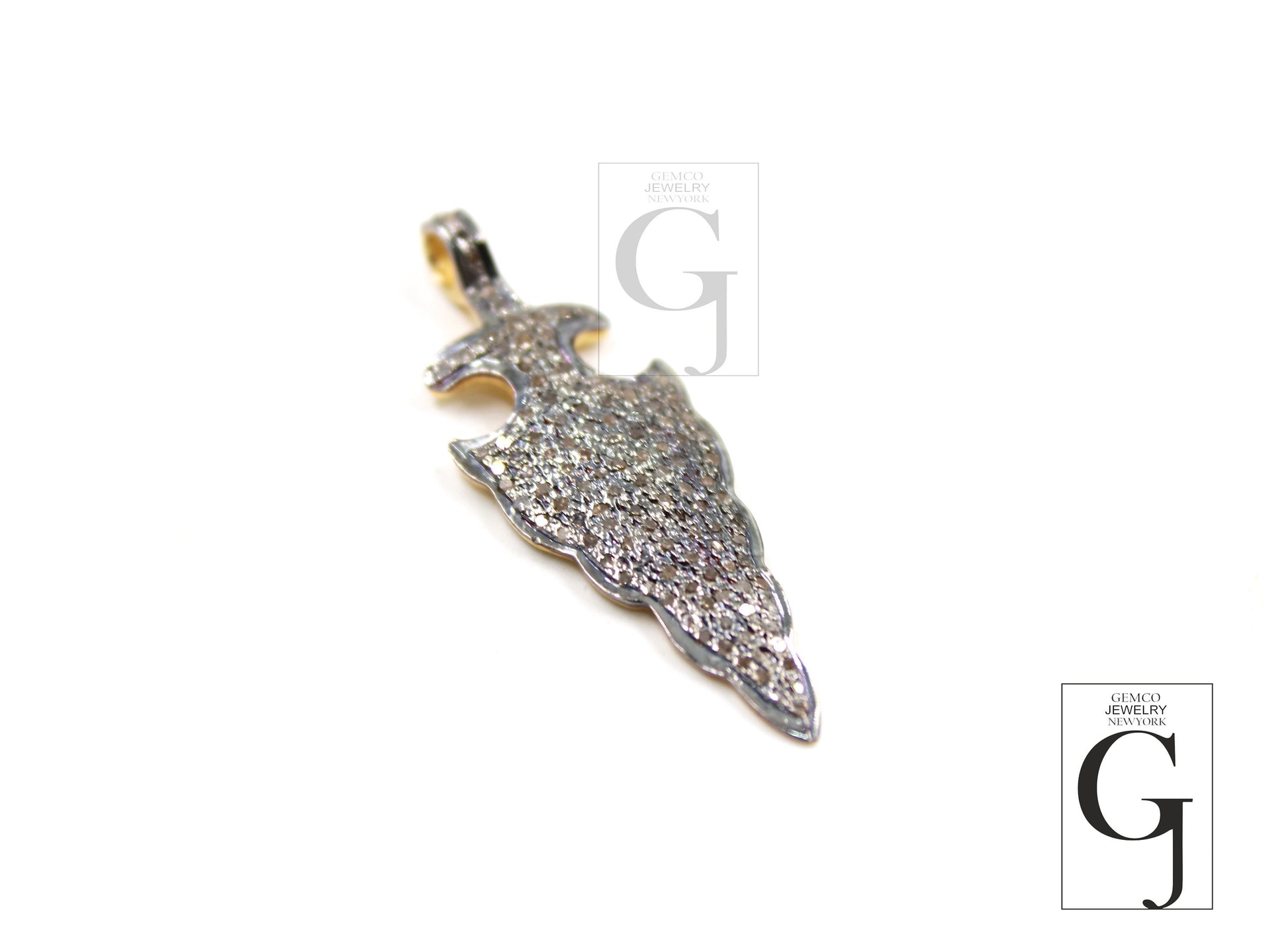 Beautiful Arrowhead Pendant Designer Charm Rosecut Pave Diamond Pendant 925 Sterling Silver Handmade Finish Diamond Charms Necklace Pendant