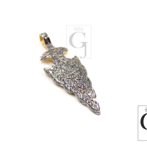 Beautiful Arrowhead Pendant Designer Charm Rosecut Pave Diamond Pendant 925 Sterling Silver Handmade Finish Diamond Charms Necklace Pendant