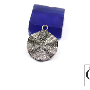 Very Antique look wavey coin designer Rosecut pave diamond pendant 925 sterling silver handmade finish diamond charms necklace pendant