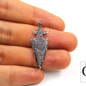 Beautiful Arrowhead Pendant Designer Charm Rosecut Pave Diamond Pendant 925 Sterling Silver Handmade Finish Diamond Charms Necklace Pendant