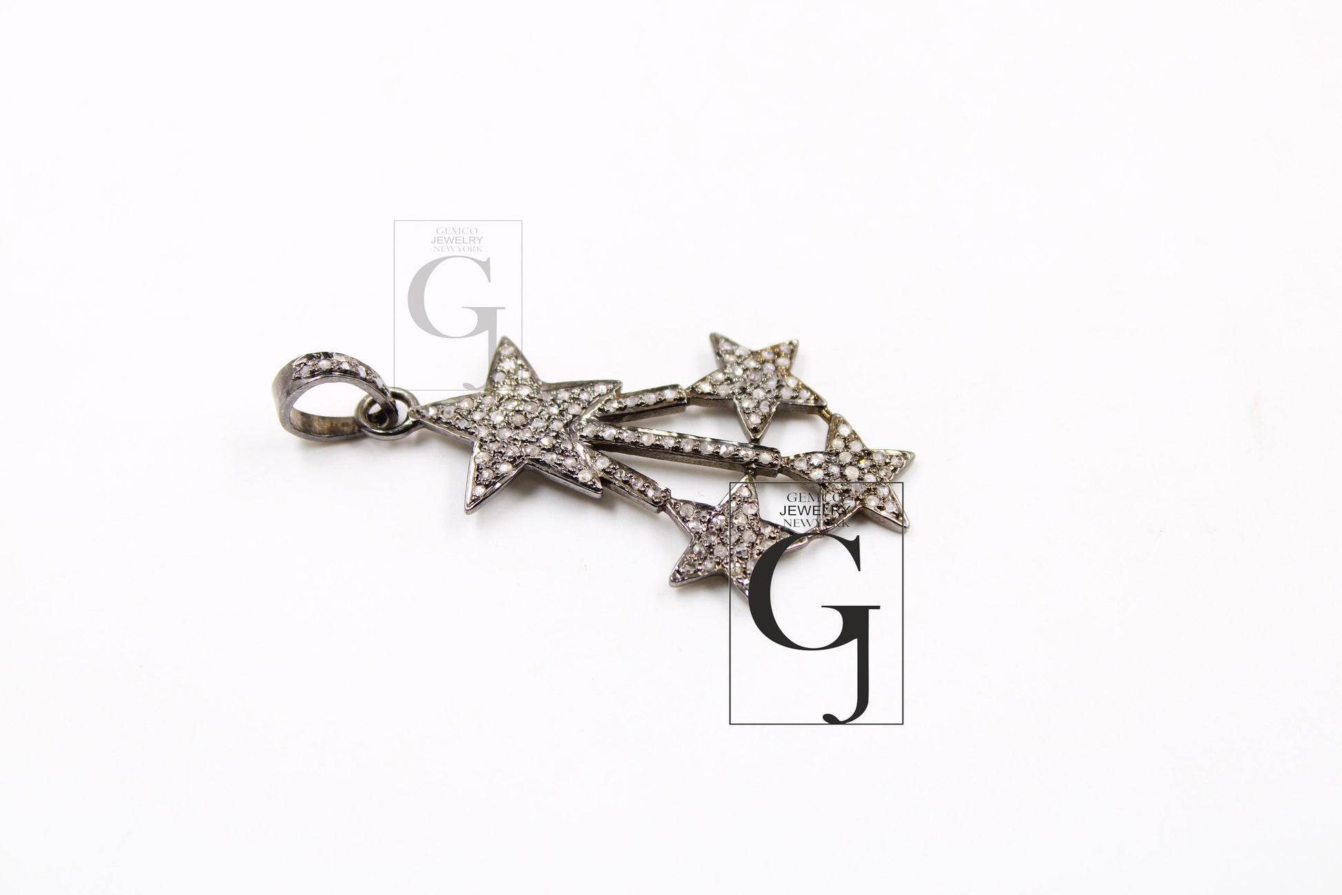 Antique Look Star Pendant Designer Rosecut Pave Diamond Pendant 925 Sterling Silver Handmade Finish Diamond Charms Necklace Pendant Jewelry