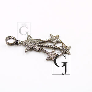 Antique Look Star Pendant Designer Rosecut Pave Diamond Pendant 925 Sterling Silver Handmade Finish Diamond Charms Necklace Pendant Jewelry