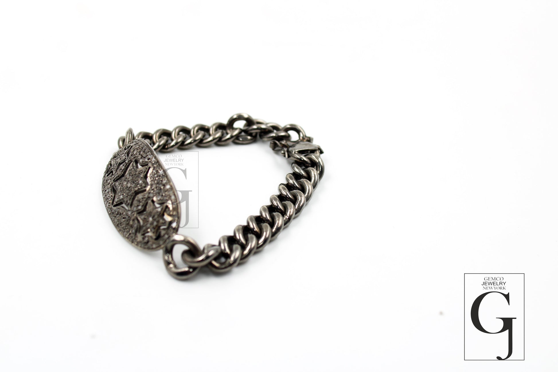 Antique Look Oxidized Star Designer Bracelet Rosecut Pave Diamond Bangle Bracelet 925 Sterling Silver Handmade Finish Diamond Bangle Bracelet