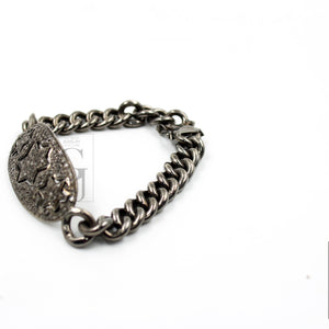 Antique Look Oxidized Star Designer Bracelet Rosecut Pave Diamond Bangle Bracelet 925 Sterling Silver Handmade Finish Diamond Bangle Bracelet