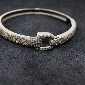Very Beautiful Antique Look Bangle Bracelet Rosecut Pave Diamond Bangle Bracelet 925 Sterling Silver Handmade Finish Diamond Bangle Bracelet