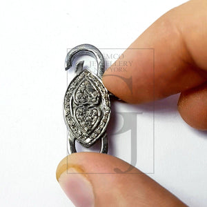 Rosecut pave diamond lobster design clasp 925 sterling silver handmade finish clasp with matching jump ring