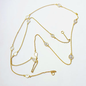 Antique finish oxidized and vermail Gold  925 sterling silver handmade slice polki diamond Flat diamond paper diamond chains necklace chains