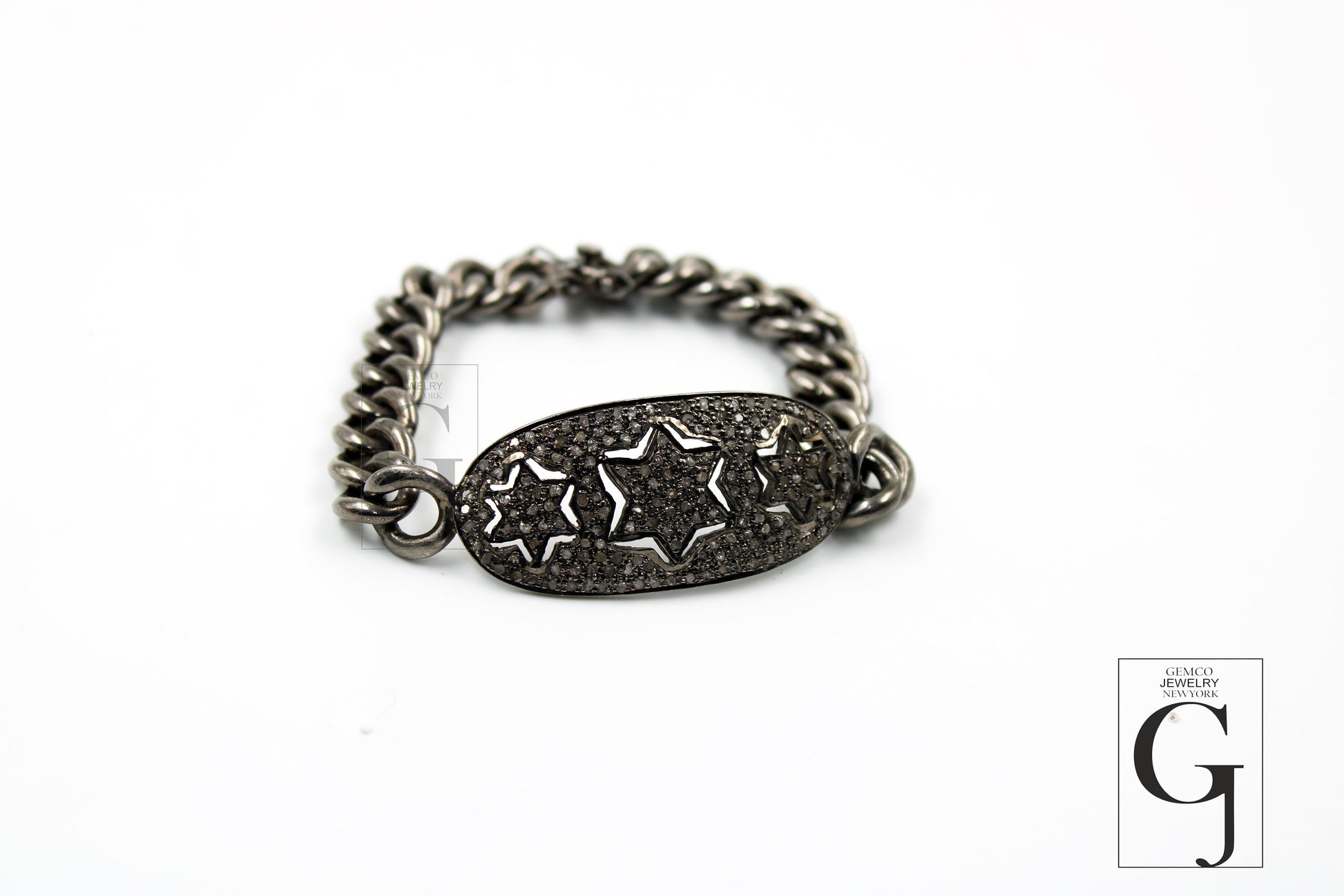 Antique Look Oxidized Star Designer Bracelet Rosecut Pave Diamond Bangle Bracelet 925 Sterling Silver Handmade Finish Diamond Bangle Bracelet