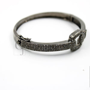 Very Beautiful Antique Look Bangle Bracelet Rosecut Pave Diamond Bangle Bracelet 925 Sterling Silver Handmade Finish Diamond Bangle Bracelet