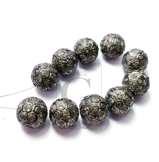 Ball Designer Rosecut Pave Diamond Bead 925 Sterling Silver Handmade Silver Beautiful Finish Diamond Bead