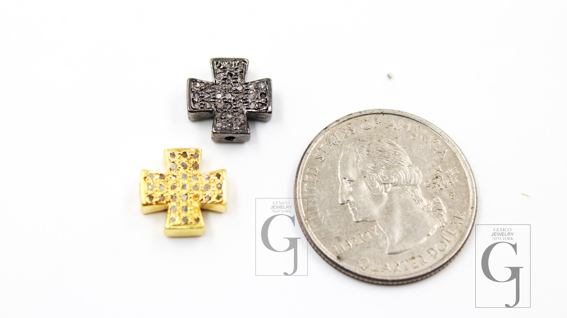 Pave diamond cross beads / spacers design Pave diamond 14k gold  925 sterling silver handmade jewelry diamond jewelry fine jewelry 11mm