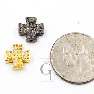 Pave diamond cross beads / spacers design Pave diamond 14k gold  925 sterling silver handmade jewelry diamond jewelry fine jewelry 11mm