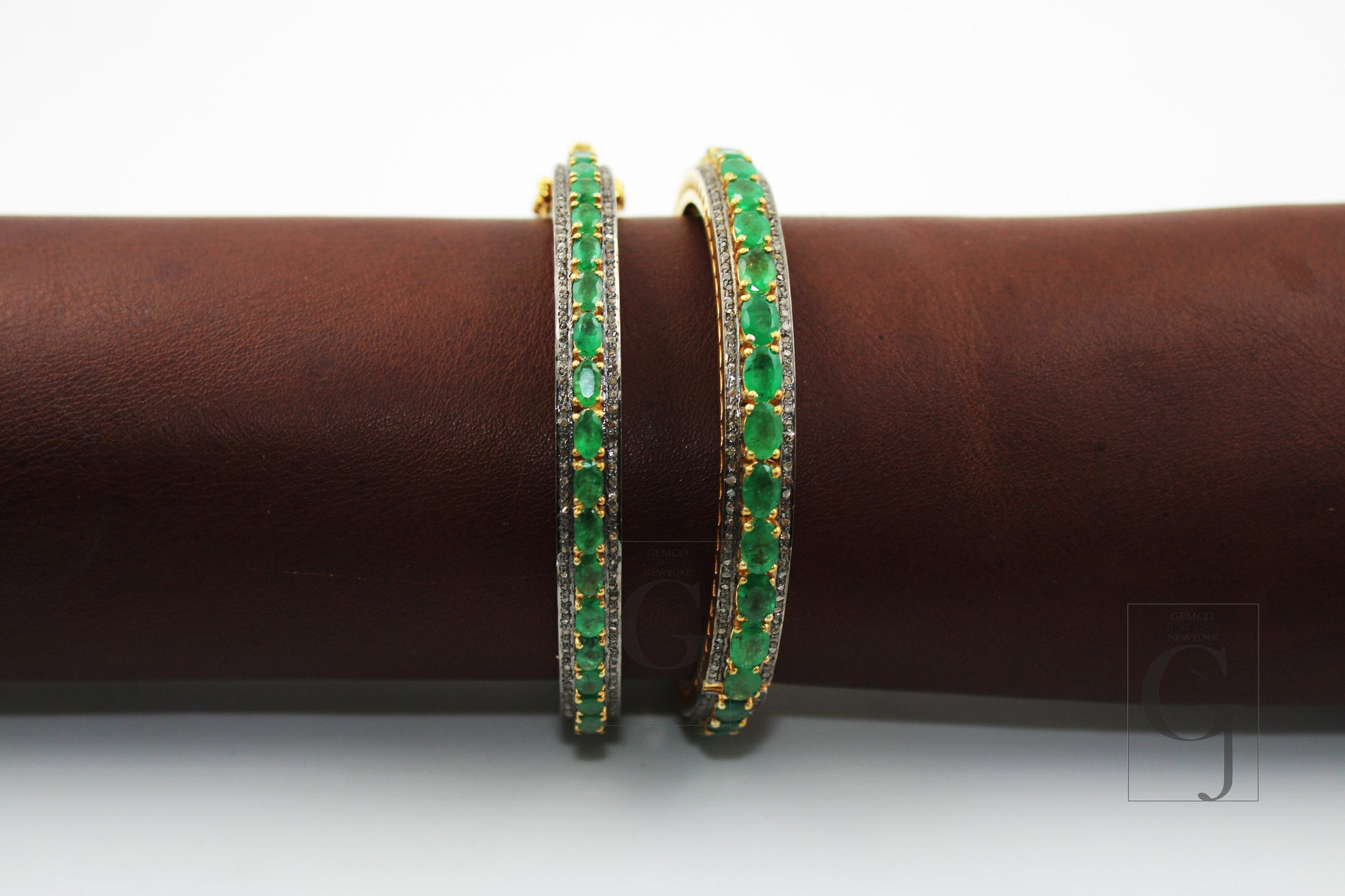 Beautiful 14k Gold Emerald Bangle Rosecut Pave Diamond Bangle Bracelet 925 Sterling Silver Handmade Finish Diamond Bangle Bracelet