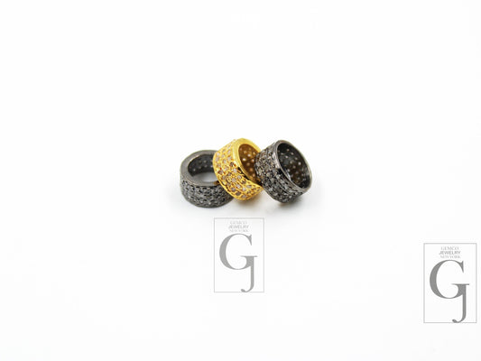 Rondelles Pave Diamond  Bead / Spacers Design Pave Diamond 925 Sterling Silver Handmade Jewelry Diamond Fine Jewelry  Supplie