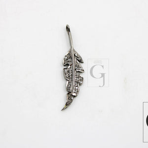 Very Beautiful Leaf pendant Designer Charm Rosecut Pave Diamond Pendant 925 Sterling Silver Handmade Finish Diamond Charms Necklace Jewelry