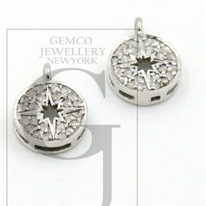 Fashionable Starburst Rosecut Pave Diamond Pendant 925 Sterling Silver Handmade Finish Diamond Charms Available In Vermeil, Oxidised Also
