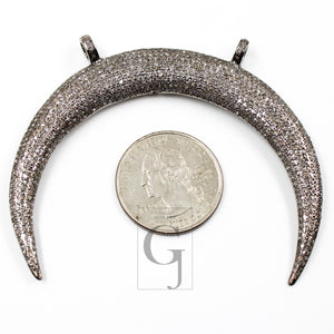 Beautiful designer tusk necklace pendant  Rosecut pave diamond pendant 925 sterling silver handmade finish diamond charms necklace pendant